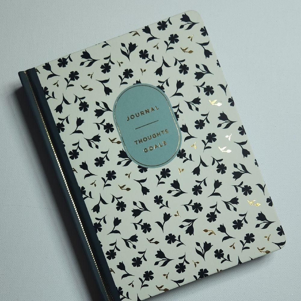 Chic Floral Journal with Black and Gold Accents